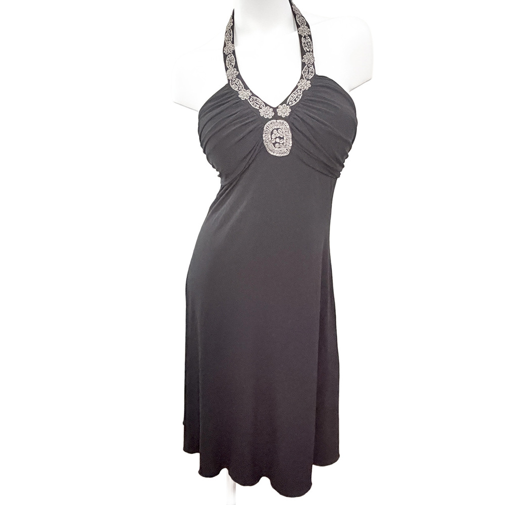 Spenser Jeremy Vintage 90s Beaded Halter cocktail dress backless